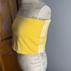Adidas Bright Yellow Strapless Top with White Accents